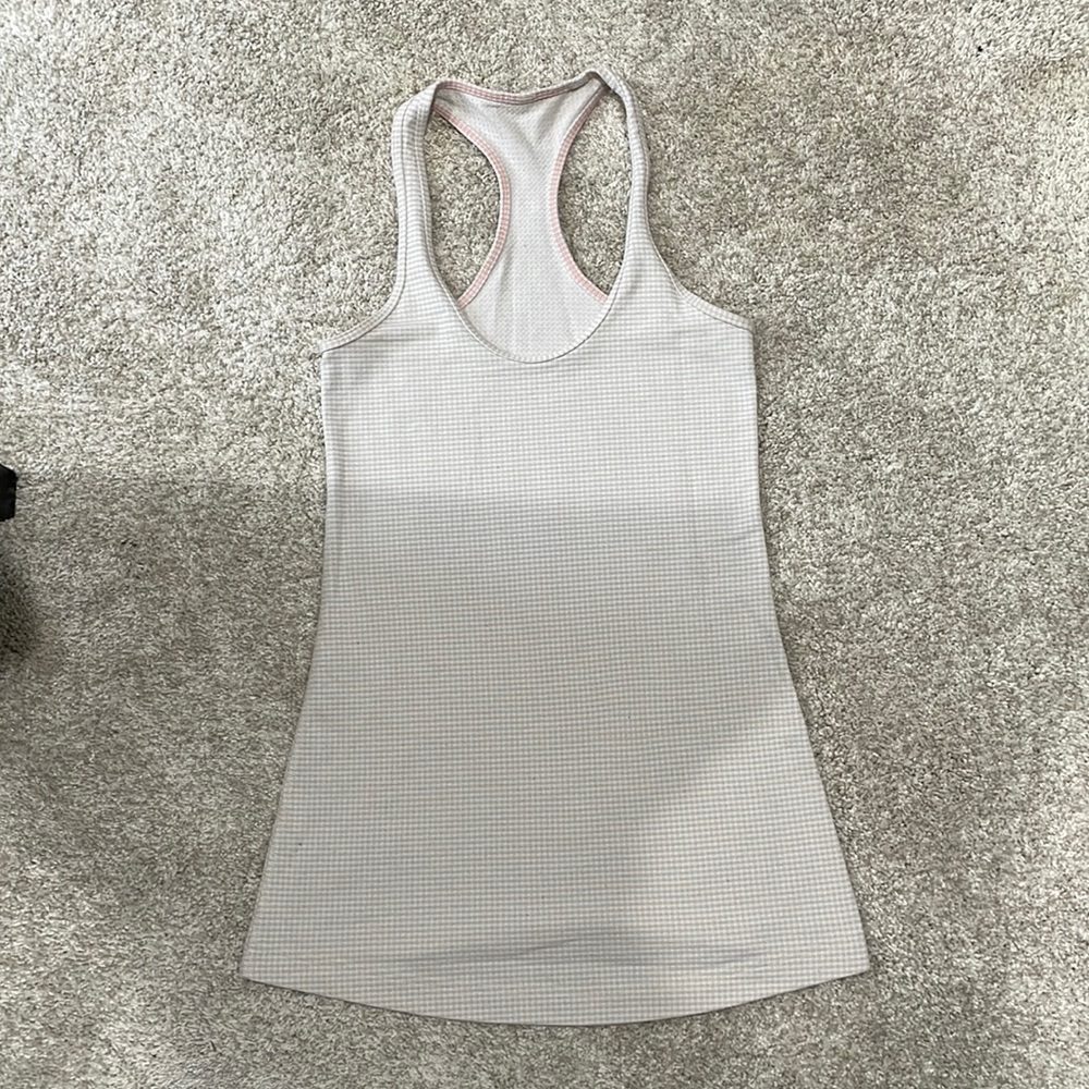 white patterned Lulu lemon racerback tank